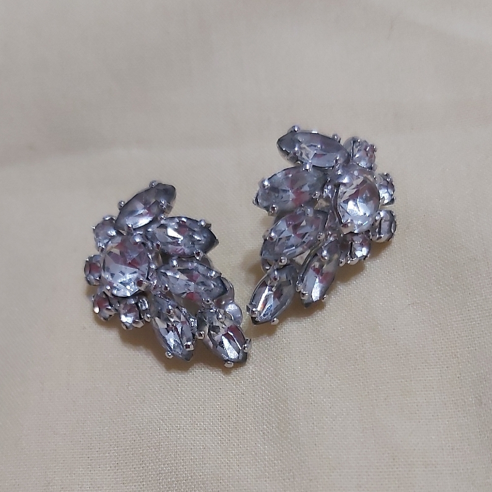 Sherman Hallmarked  Crystal Earrings